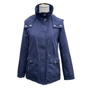 Vintage Esprit Navy Nautical Hooded High Collar Jacket 2